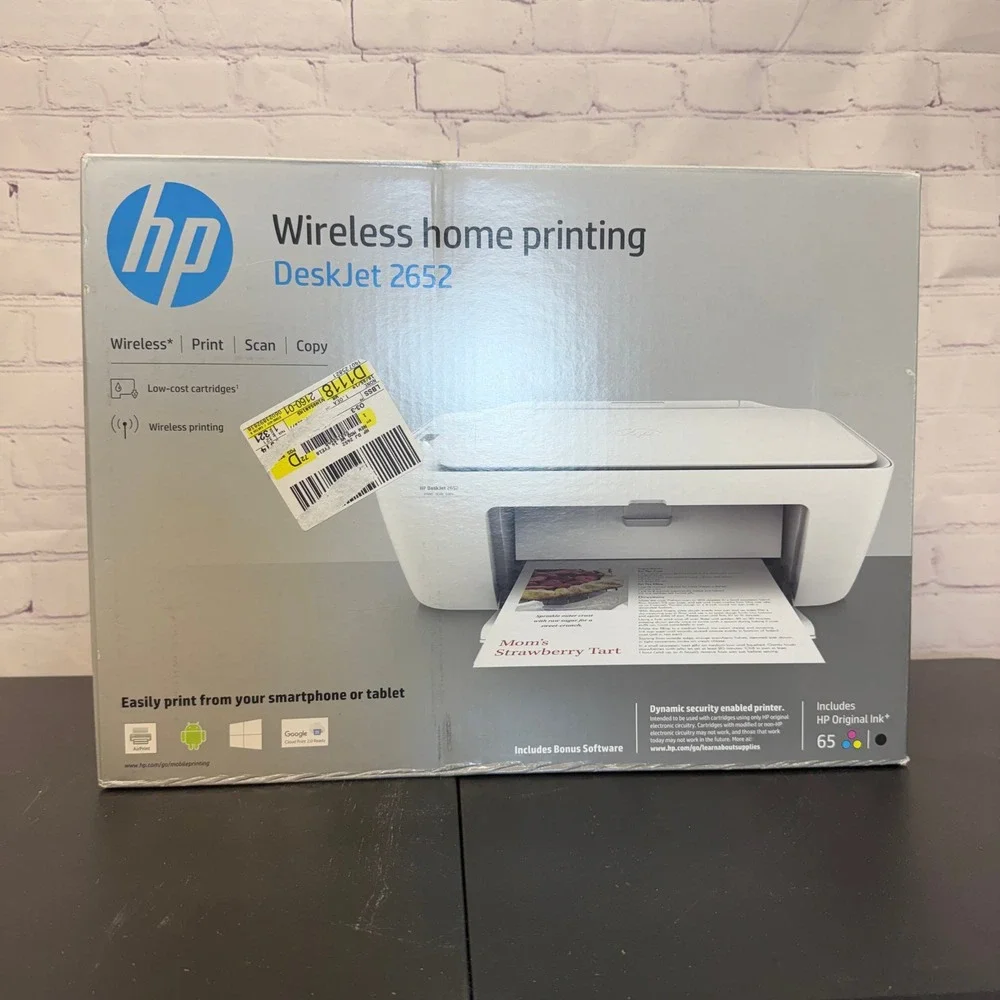 HP DeskJet 2652 All-in-1 Wireless Color Inkjet Printer White V1N05A New Open Box